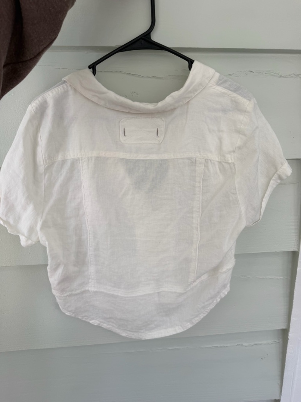 We The Free White Linen Button-Front Crop Shirt - Picture 3 of 3